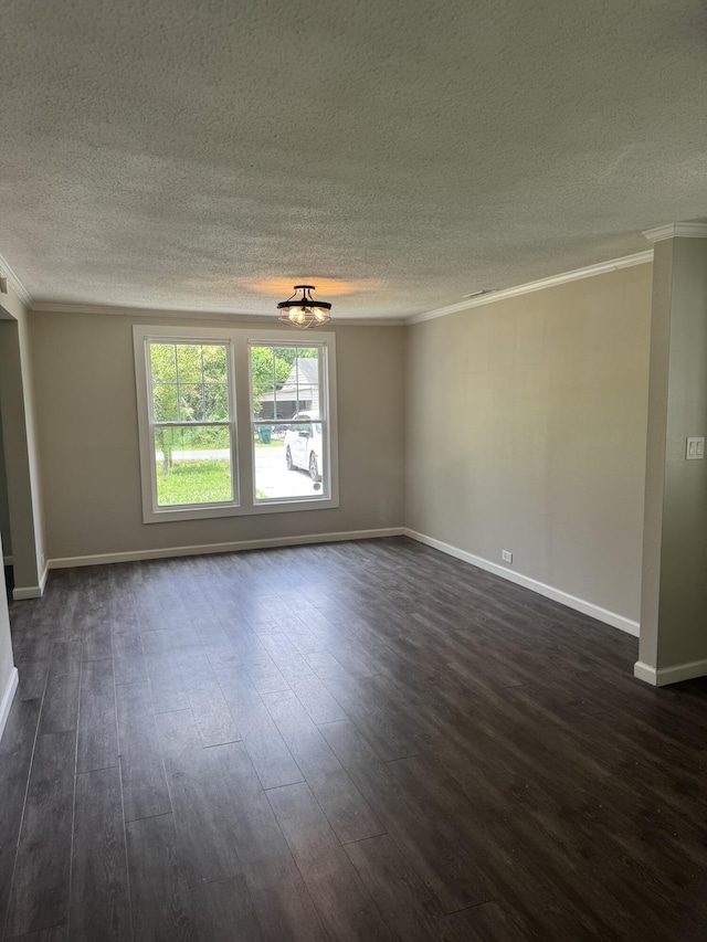115 Palm Beach Ave, Rossville, GA 30741 - empty room featuring crown molding, a textured ceiling, and dark wood finished floors