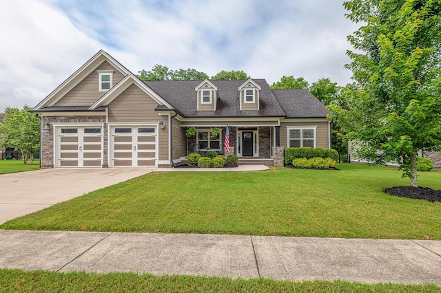 8355 Skybrook Dr, Ooltewah, TN 37363 - view of front facade with covered porch, concrete driveway, and a front lawn