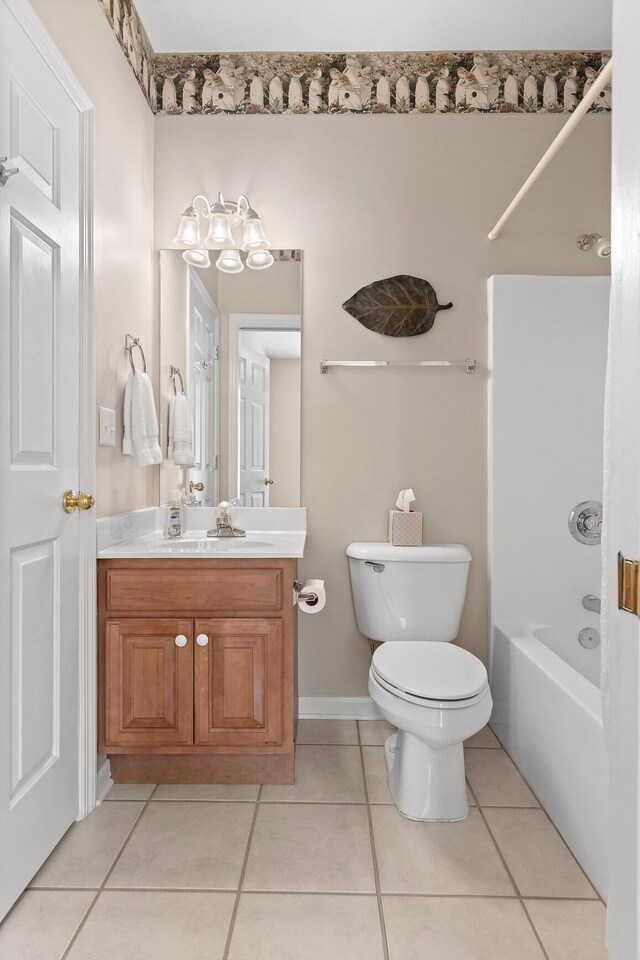 6276 Amber Brook Dr, Hixson, TN 37343 - full bath featuring tile patterned flooring, vanity, and bathing tub / shower combination