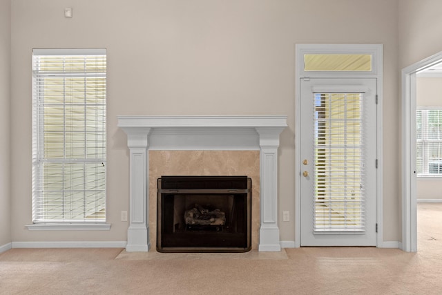 6276 Amber Brook Dr, Hixson, TN 37343 - detailed view of carpet and a fireplace with flush hearth