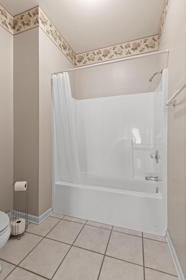 6276 Amber Brook Dr, Hixson, TN 37343 - bathroom with shower / bath combination with curtain and tile patterned flooring
