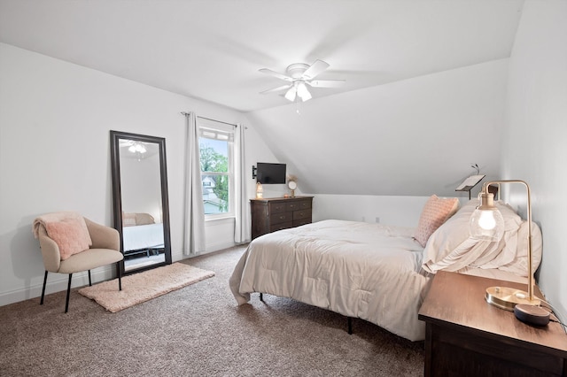 7470 Jester Ct, Ooltewah, TN 37363 - carpeted bedroom featuring lofted ceiling and a ceiling fan