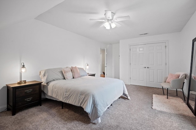 7470 Jester Ct, Ooltewah, TN 37363 - bedroom with carpet, a closet, and a ceiling fan