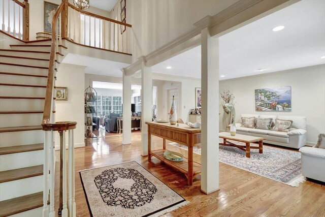 5 Woodland Way, Chattanooga, TN 37419 - foyer entrance featuring stairs, light wood-style flooring, and recessed lighting