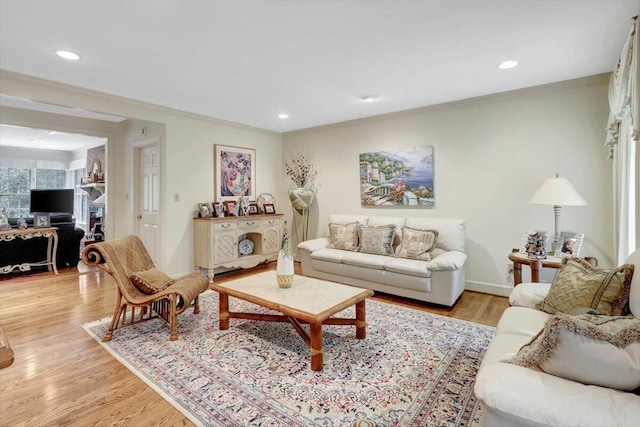 5 Woodland Way, Chattanooga, TN 37419 - living room with light wood-type flooring, recessed lighting, and ornamental molding