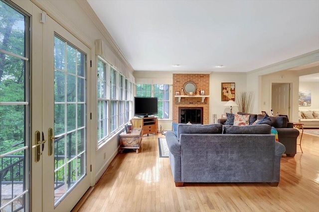 5 Woodland Way, Chattanooga, TN 37419 - living room featuring light wood-style flooring, a fireplace, and ornamental molding