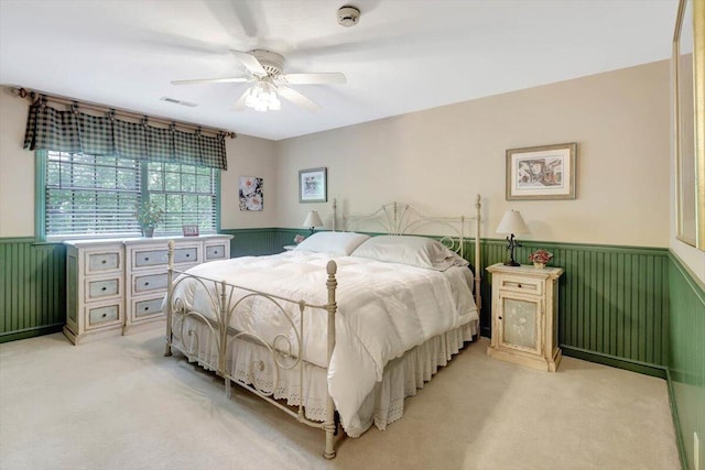 5 Woodland Way, Chattanooga, TN 37419 - bedroom featuring a wainscoted wall, light colored carpet, and ceiling fan