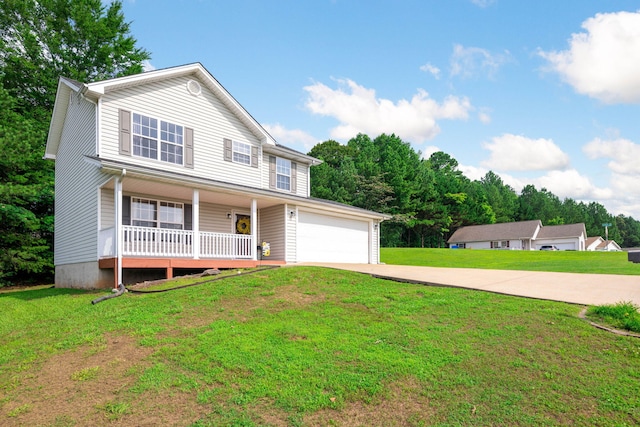 4429 Kayla Cir, Chattanooga, TN 37406 - traditional home featuring a porch, driveway, a front lawn, and a garage