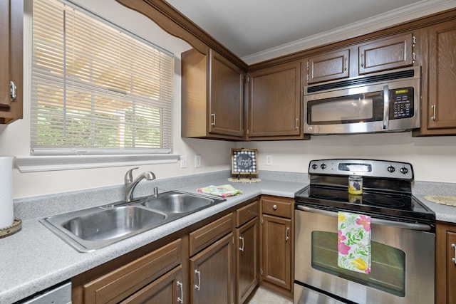 4429 Kayla Cir, Chattanooga, TN 37406 - kitchen with stainless steel appliances, light countertops, and crown molding
