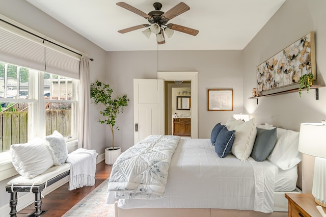 4503 Saint Elmo Ave, Chattanooga, TN 37409 - bedroom with wood finished floors, ensuite bath, and ceiling fan