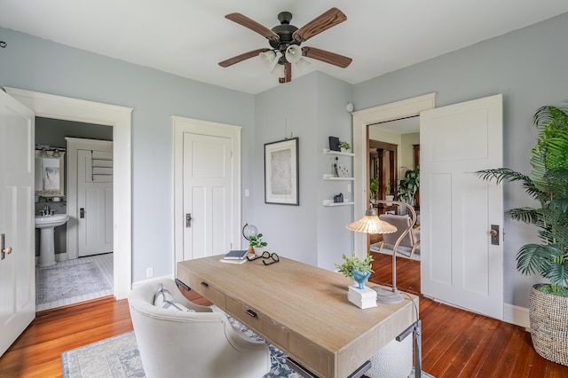 4503 Saint Elmo Ave, Chattanooga, TN 37409 - office area with wood finished floors and ceiling fan