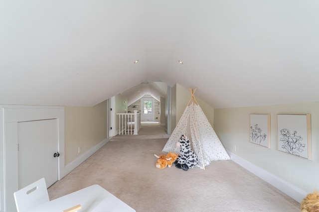 4503 Saint Elmo Ave, Chattanooga, TN 37409 - rec room featuring light carpet and vaulted ceiling