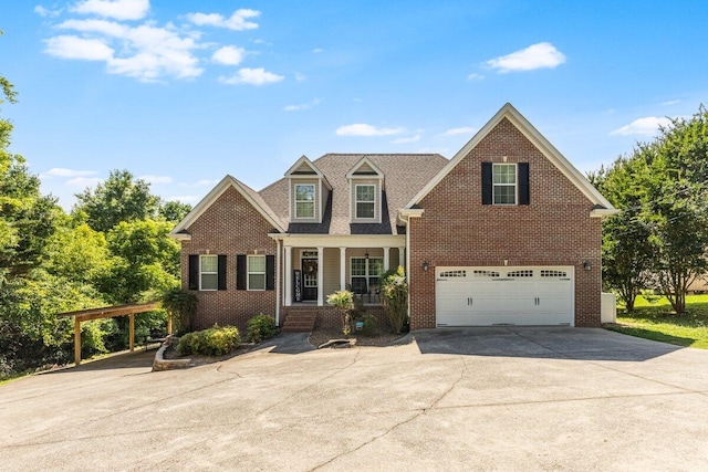 234 Holcomb Rd, Ringgold, GA 30736 - traditional-style home featuring driveway, brick siding, a garage, and a porch