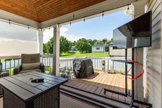 234 Holcomb Rd, Ringgold, GA 30736 - wooden deck featuring a grill and outdoor dining space