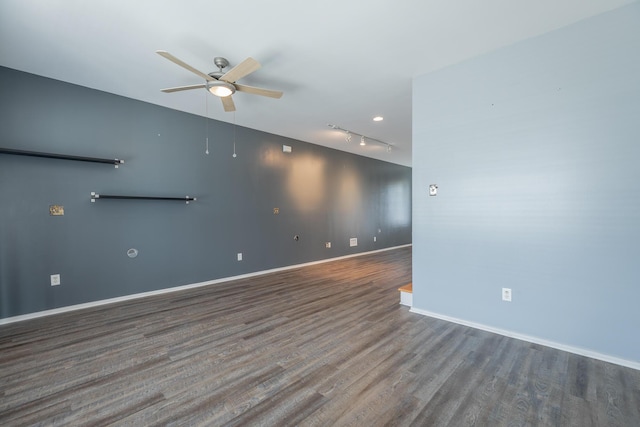 277 W 19th St, Chattanooga, TN 37408 - unfurnished room with rail lighting, wood finished floors, and a ceiling fan