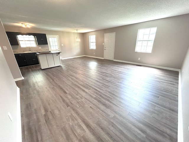 4594 Lee Dr NW, Cleveland, TN 37312 - unfurnished living room featuring healthy amount of natural light, dark wood-type flooring, and a textured ceiling