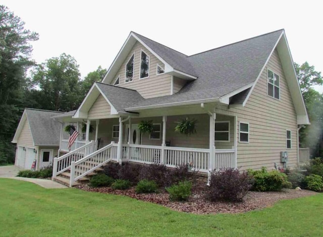 924 Black Bass Rd, Cohutta, GA 30710 - view of front of property with a porch, a front yard, and a shingled roof