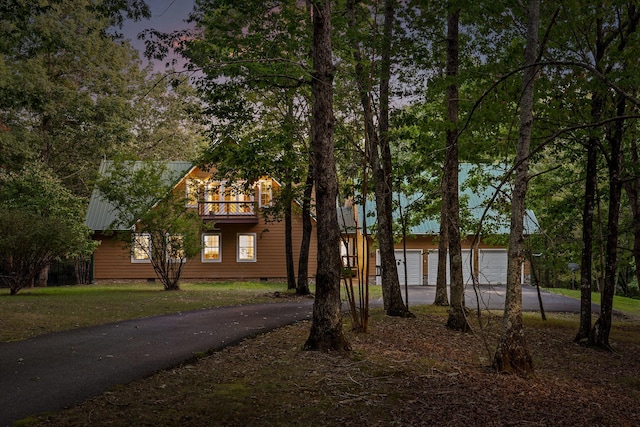 68 Bluff View Dr, Dunlap, TN 37327 - view of front of house featuring driveway, a garage, crawl space, and a metal roof