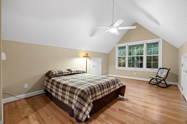 68 Bluff View Dr, Dunlap, TN 37327 - bedroom featuring light wood-style floors, lofted ceiling, and ceiling fan