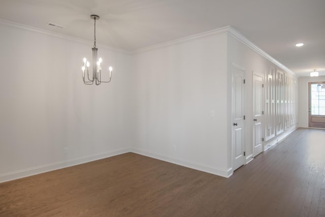 101 Lemonade St, Chattanooga, TN 37421 - unfurnished room with dark wood finished floors, a chandelier, ornamental molding, and recessed lighting