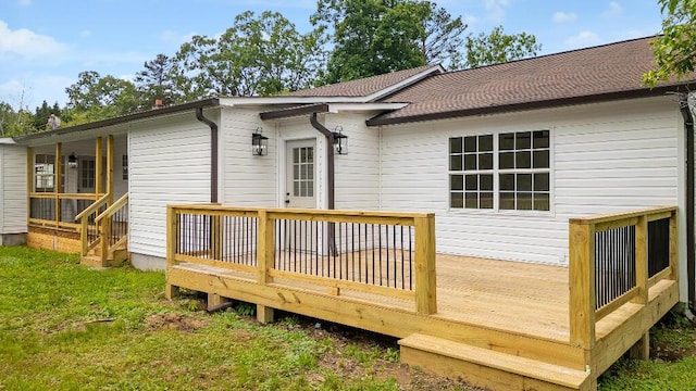 8208 Hixson Springs Rd, Signal Mountain, TN 37377 - back of house with a wooden deck and a shingled roof