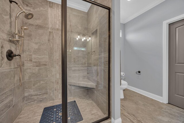 386 Twelve Oaks Dr, Rock Spring, GA 30739 - bathroom with ornamental molding and a shower stall
