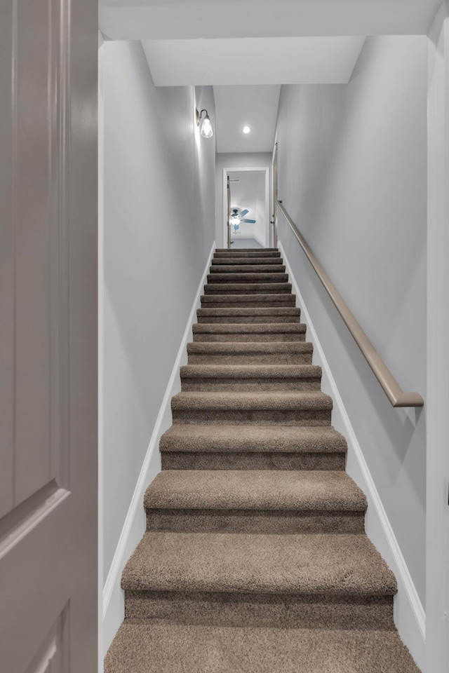 386 Twelve Oaks Dr, Rock Spring, GA 30739 - staircase with recessed lighting and carpet