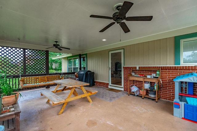 1027 Crestridge Dr, Rossville, GA 30741 - view of patio featuring a ceiling fan and a grill