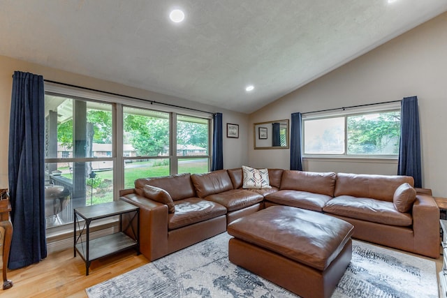 1027 Crestridge Dr, Rossville, GA 30741 - living area with vaulted ceiling, light wood-type flooring, and recessed lighting