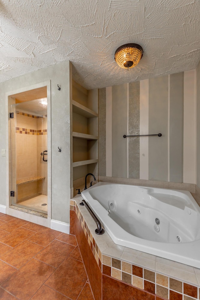 1027 Crestridge Dr, Rossville, GA 30741 - bathroom with a jetted tub, a stall shower, and tile patterned floors