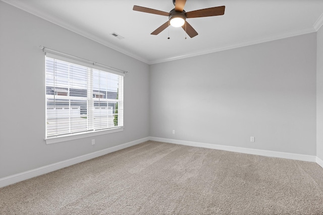 3480 Travertine Ln, Chattanooga, TN 37405 - spare room with ornamental molding, light carpet, and a ceiling fan