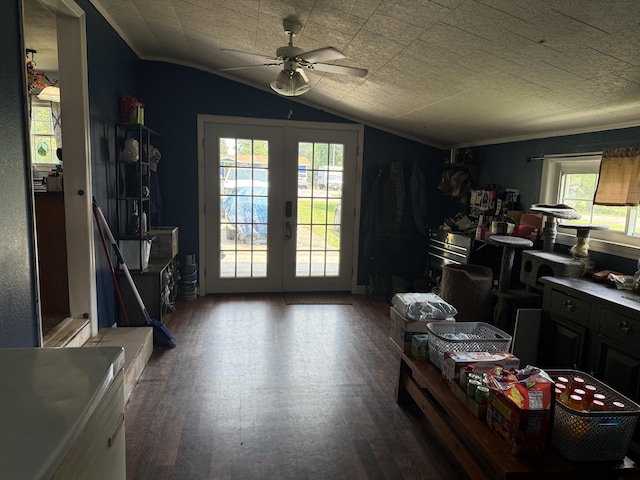 78 Mcdonough St, Dunlap, TN 37327 - interior space featuring lofted ceiling, french doors, wood finished floors, and ceiling fan