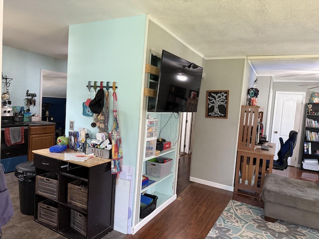 78 Mcdonough St, Dunlap, TN 37327 - hallway with wood finished floors, crown molding, and a textured ceiling