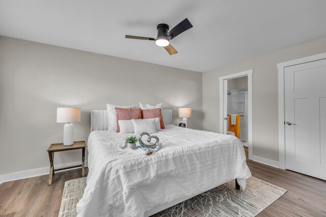 185 Block Rd, Rossville, GA 30741 - bedroom featuring wood finished floors, ceiling fan, and connected bathroom