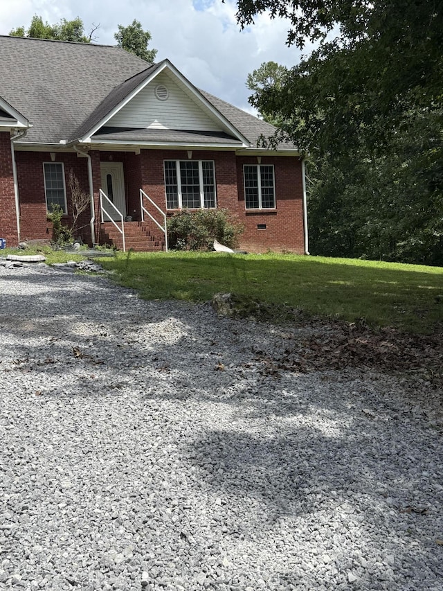 1103 Monroe Green Rd, Trion, GA 30753 - ranch-style home featuring brick siding, a front lawn, and roof with shingles
