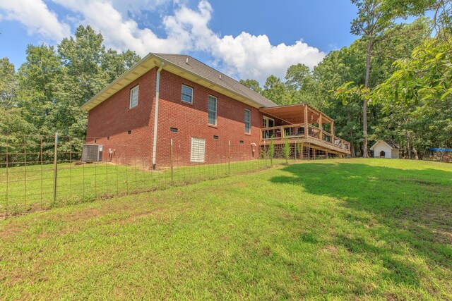 1103 Monroe Green Rd, Trion, GA 30753 - rear view of property featuring brick siding, a wooden deck, and crawl space