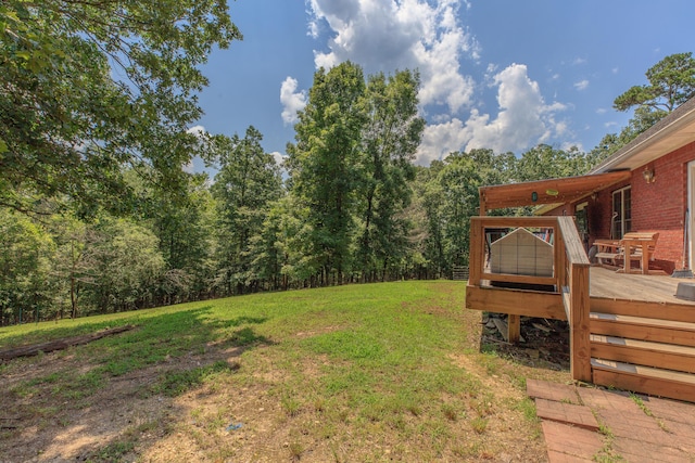 1103 Monroe Green Rd, Trion, GA 30753 - view of green lawn with a deck and a forest view