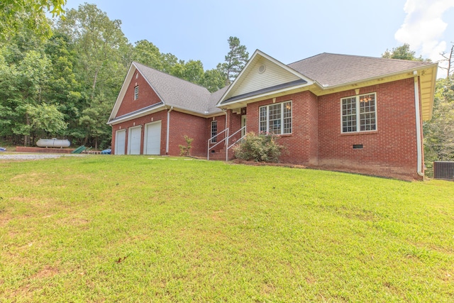 1103 Monroe Green Rd, Trion, GA 30753 - view of front of home with a garage, brick siding, a front yard, and a shingled roof
