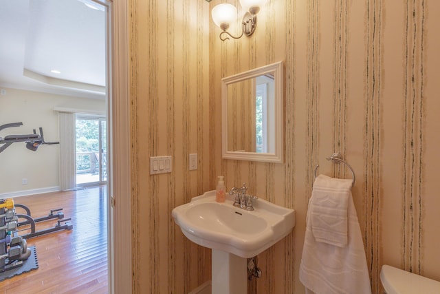 1103 Monroe Green Rd, Trion, GA 30753 - half bath with baseboards and wood finished floors