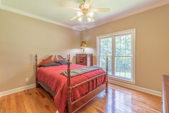 1103 Monroe Green Rd, Trion, GA 30753 - bedroom with light wood-type flooring, ornamental molding, and a ceiling fan