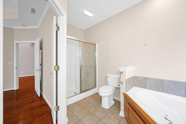 6239 Jacq Ct Unit 57, Hixson, TN 37343 - full bathroom with a stall shower, a jetted tub, and crown molding
