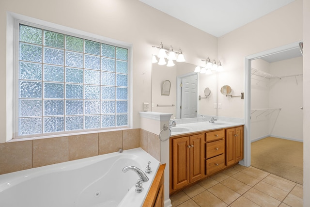 6239 Jacq Ct Unit 57, Hixson, TN 37343 - full bath featuring healthy amount of natural light, tile patterned floors, double vanity, and a jetted tub