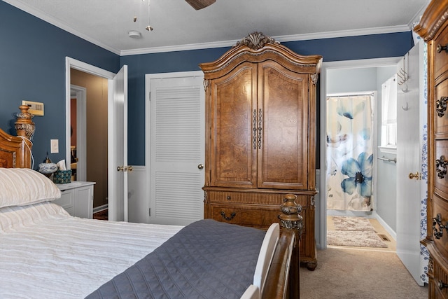 1008 Panorama Dr, Chattanooga, TN 37421 - bedroom featuring carpet floors, crown molding, and ceiling fan