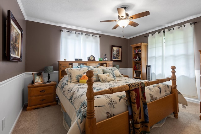 1008 Panorama Dr, Chattanooga, TN 37421 - bedroom featuring light carpet, ornamental molding, and a ceiling fan