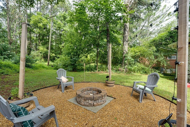 308 Pledger Pkwy, Lafayette, GA 30728 - view of green lawn featuring an outdoor fire pit