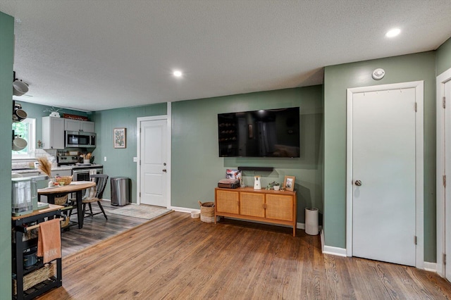 308 Pledger Pkwy, Lafayette, GA 30728 - living area with wood finished floors, recessed lighting, and a textured ceiling