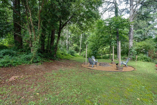 308 Pledger Pkwy, Lafayette, GA 30728 - view of grassy yard featuring an outdoor fire pit
