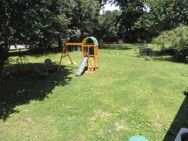 87 Lawrence Dr, Ringgold, GA 30736 - view of yard featuring a playground and view of wooded area