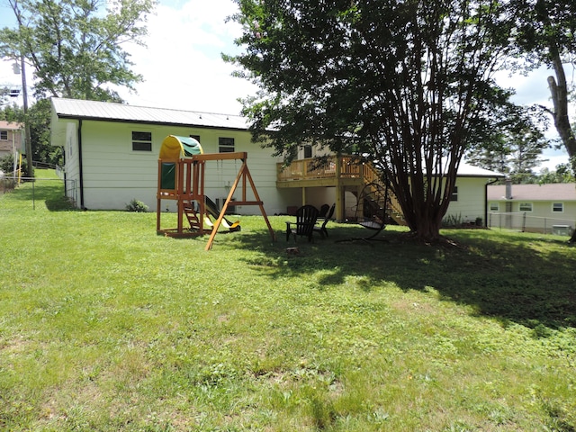 87 Lawrence Dr, Ringgold, GA 30736 - view of yard with a playground and a deck