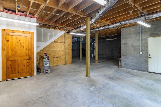 80 Tanya Ln, Dunlap, TN 37327 - unfinished below grade area with concrete block wall and stairs